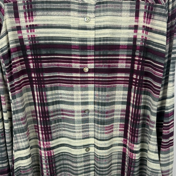 Joseph Ribkoff Casual Plaid Multicoloured Striped Roll Up Sleeve Blouse Size 10 - Picture 12 of 14